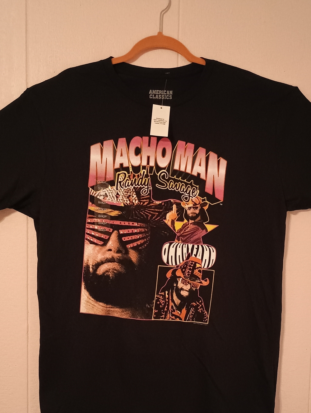 American Classics Macho Man Randy Savage Collage T-Shirt Black Size Large NWTS